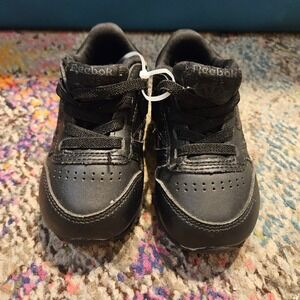 Reebok Classic Leather Toddler Shoes Black Sneakers‎ Size 5 Athletic